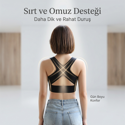 Velossa duruş düzeltici sütyen özellikleri, sırt destekli yapı ve konforlu dikişsiz tasarım detayları.