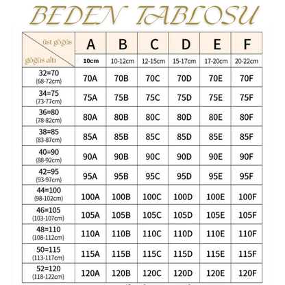 Beden Tablosu ile Sırt Düzleştirici Şekillendirici Sütyen - velossa için doğru bedeni seçin.