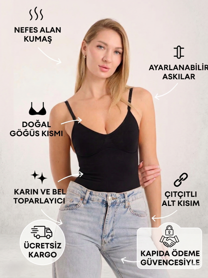 Velossa toparlayıcı korse siyah seamless body, sıkmadan şekillendiren ve iz yapmayan kadın iç giyim ürünü