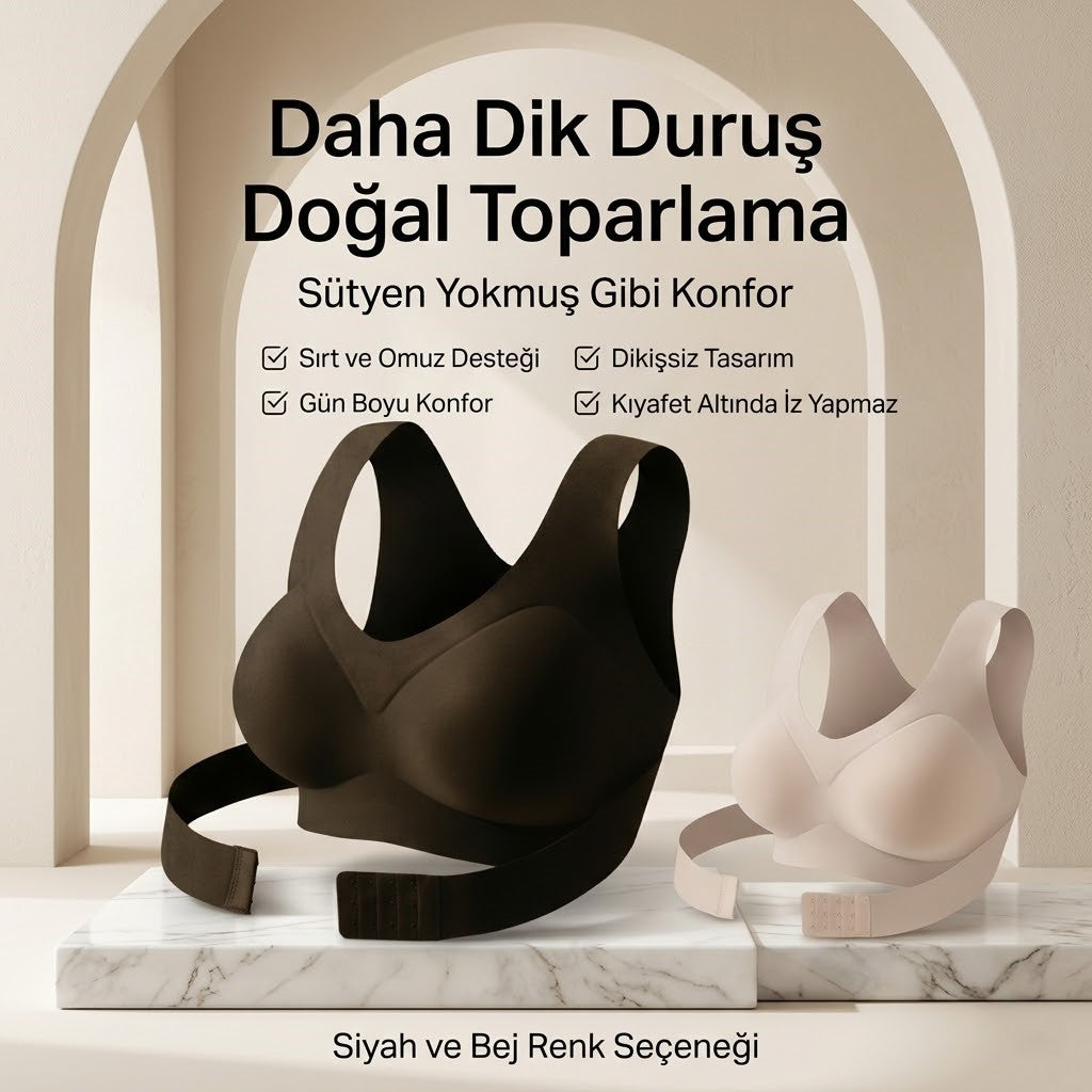 Velossa Duruş Düzeltici Dikişsiz Sütyen Doğal Toparlama • Sırt Desteği • Gün Boyu Konfor